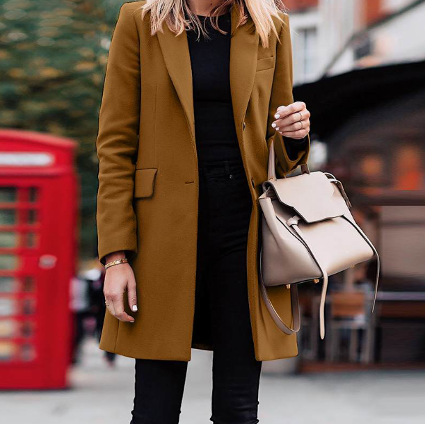 Eleganter Trenchcoat Damen Einfache Knotung