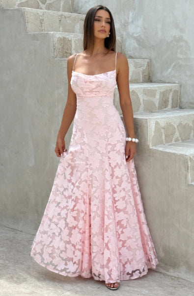 Damen Elegantes Abendkleid mit feinen Blumenmustern und raffinierten Details
