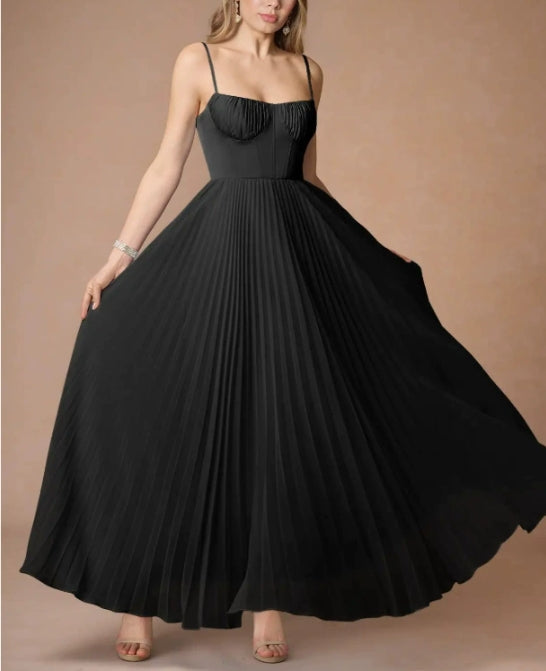 Midi Ärmellos Kleid Mit Gefälteltem Tüll-Bustier