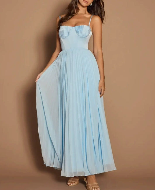 Midi Ärmellos Kleid Mit Gefälteltem Tüll-Bustier