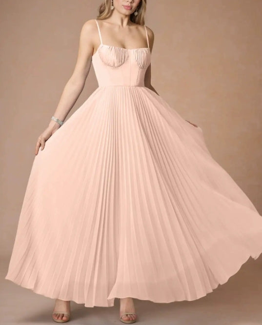 Midi Ärmellos Kleid Mit Gefälteltem Tüll-Bustier