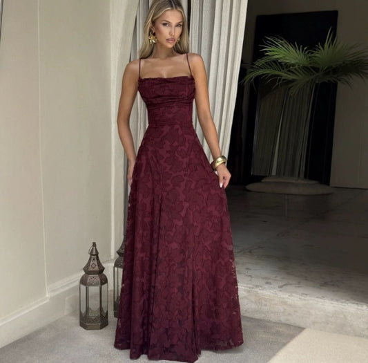 Damen Elegantes Abendkleid mit feinen Blumenmustern und raffinierten Details