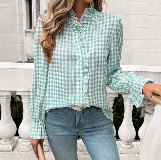 Damen Karierte Bluse mit