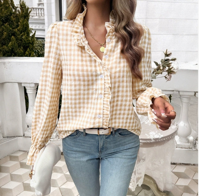 Damen Karierte Bluse mit